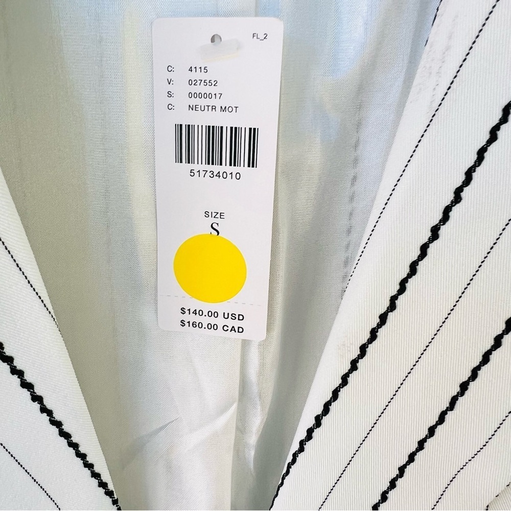 ANTHROPOLOGIE LONGLINE THIN STRIPE OPEN FRONT BLAZER POCKETS SIZE SMALL NWT - Picture 8 of 15